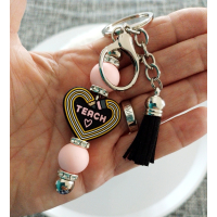 Sleutelhanger voor juf | teach | roze  | kado juf